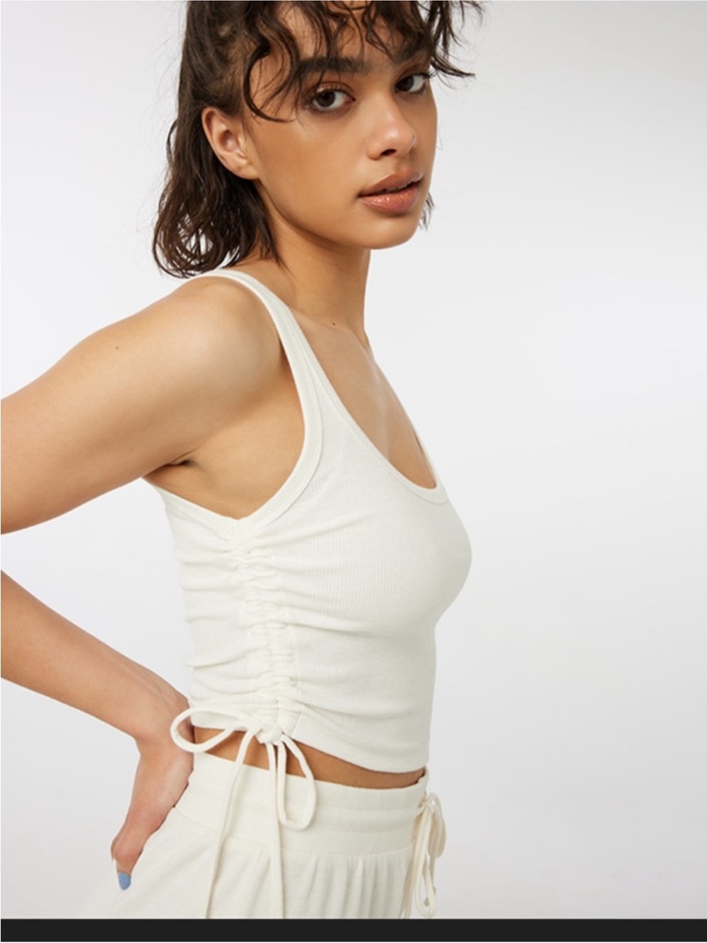 Ardene Cream Ruched Side Tank Top size small